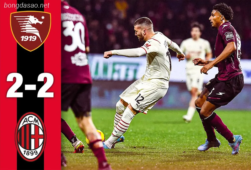 Kết quả bóng đá ngày 23/12: Salernitana cầm chân AC Milan