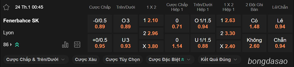 Soi kèo xiên ngày 24/01 Fenerbahce vs Lyon, 03h00, Europa League