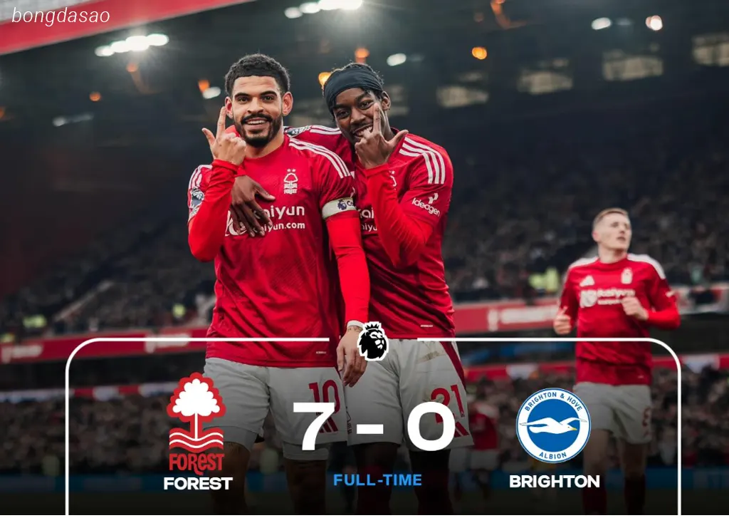 Kết quả vòng 24 Premier League: Nottingham thắng giòn giã Brighton