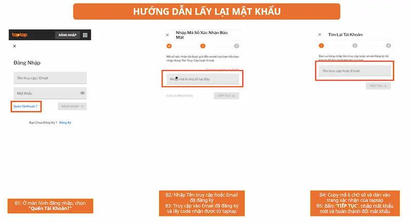 Lấy lại mật khẩu taptap