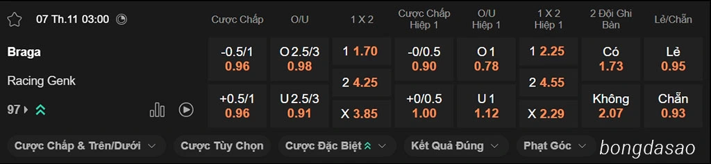 Braga vs Genk, 03h00, Europa League Braga vs Genk, 03h00, Europa League